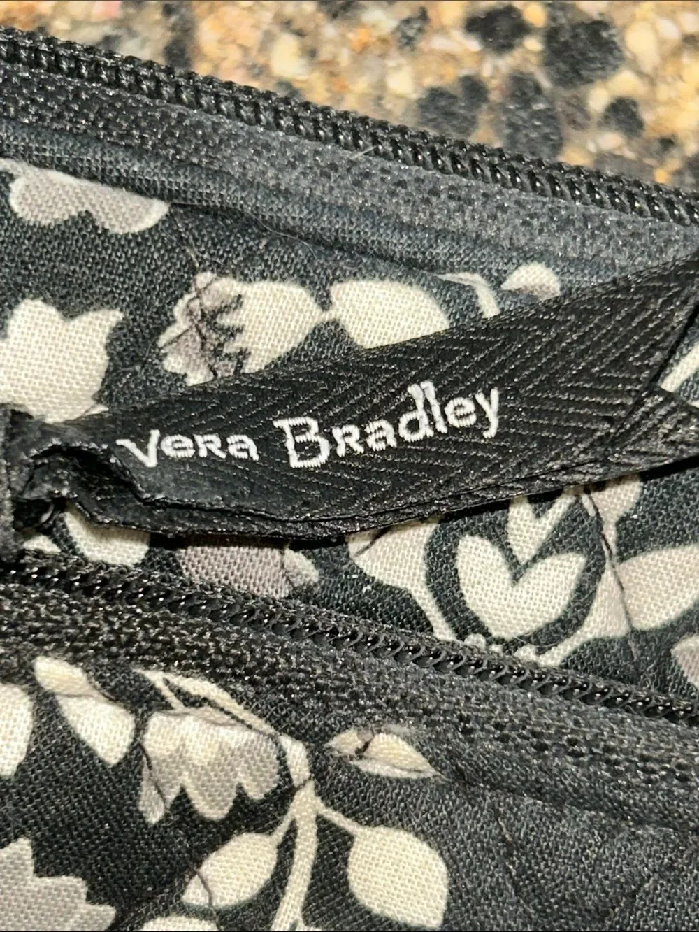 Vera Bradley Black and White Floral Quilted Mini Hipster Crossbody Bag